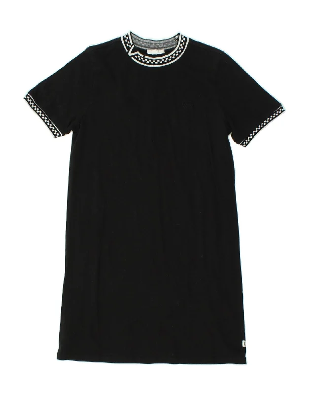 VANS Womens T-Shirt Dress UK 10 Small Black Thin T-Shirt Open Front Quick Dry