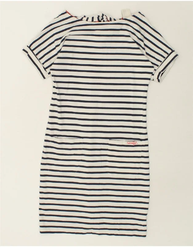 WEIRD FISH Womens Loose Fit T-Shirt Dress UK 10 Small White Striped Elasticated Padded Insulated WEIRD FISH Womens Loose Fit T-Shirt Dress UK 10 Small White Striped Elasticated Padded Insulated