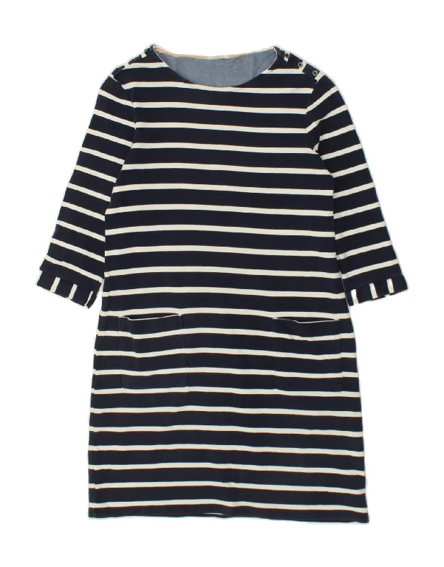 WHITE STUFF Womens 3/4 Sleeve T-Shirt Dress UK 14 Medium Navy Blue Striped Boxy Fit Fitted Loose WHITE STUFF Womens 3/4 Sleeve T-Shirt Dress UK 14 Medium Navy Blue Striped Boxy Fit Fitted Loose
