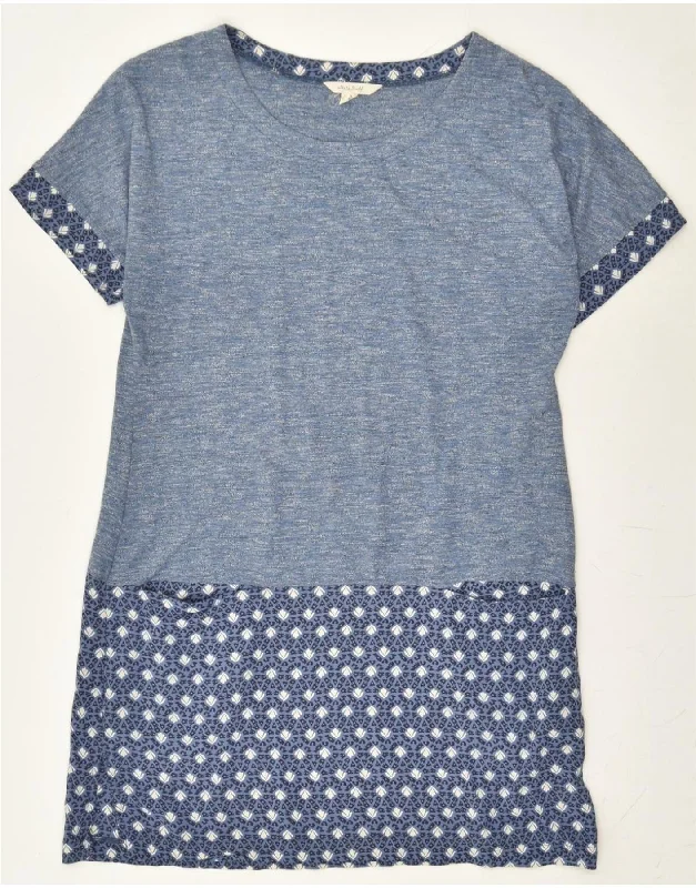 WHITE STUFF Womens Abstract Pattern T-Shirt Dress UK 10 Small Blue Flecked Polka Dot Checkered Tartan WHITE STUFF Womens Abstract Pattern T-Shirt Dress UK 10 Small Blue Flecked Polka Dot Checkered Tartan