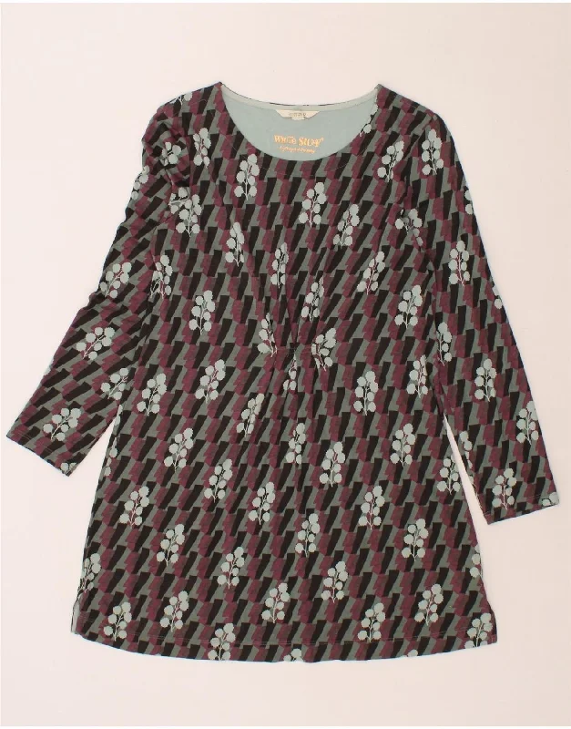 WHITE STUFF Womens Long Sleeve T-Shirt Dress UK 12 Medium Grey Floral Plaid T-Shirt Polka Dot Checkered WHITE STUFF Womens Long Sleeve T-Shirt Dress UK 12 Medium Grey Floral Plaid T-Shirt Polka Dot Checkered