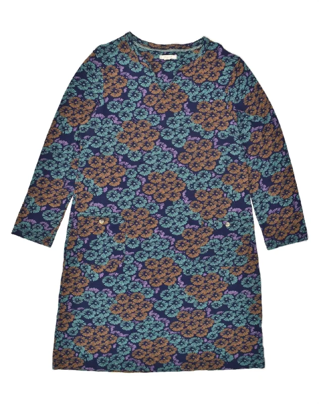WHITE STUFF Womens Long Sleeve T-Shirt Dress UK 18 XL Navy Blue Floral Asymmetrical Pockets Print WHITE STUFF Womens Long Sleeve T-Shirt Dress UK 18 XL Navy Blue Floral Asymmetrical Pockets Print