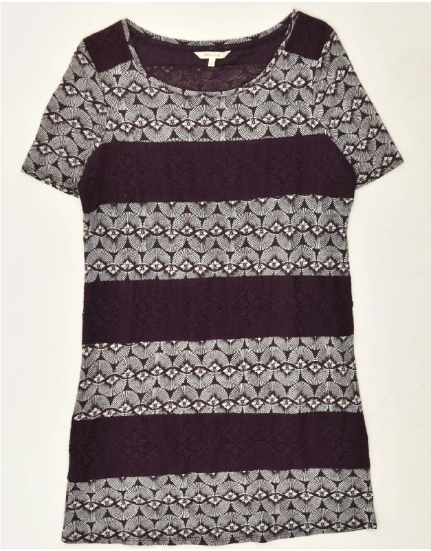 WHITE STUFF Womens T-Shirt Dress UK 10 Small Purple Floral Cotton Houndstooth Herringbone Solid WHITE STUFF Womens T-Shirt Dress UK 10 Small Purple Floral Cotton Houndstooth Herringbone Solid