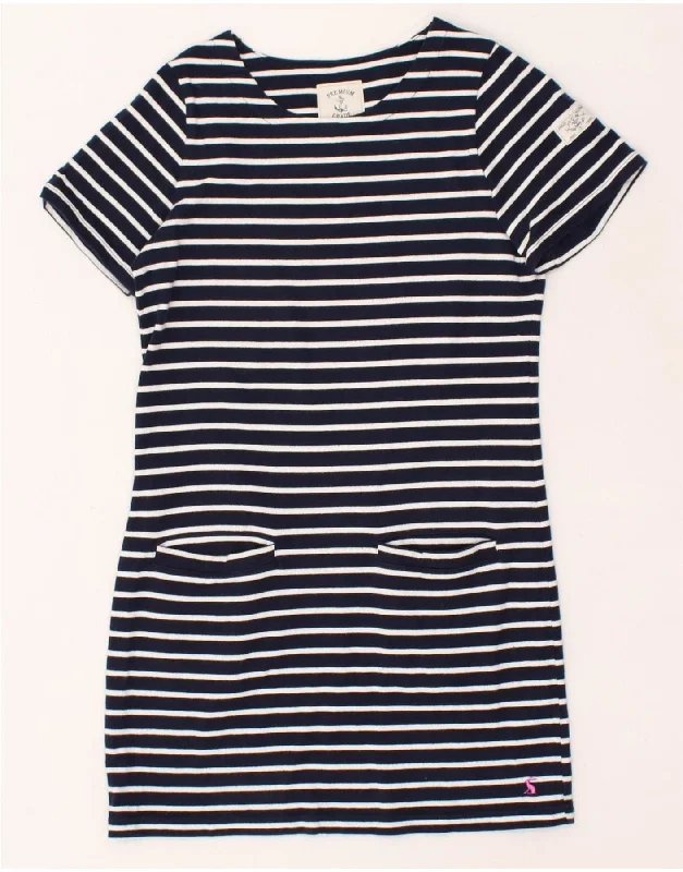 JOULES Womens T-Shirt Dress UK 8 Small Navy Blue Striped Cotton Collared T-Shirt Boat Neck A-Line JOULES Womens T-Shirt Dress UK 8 Small Navy Blue Striped Cotton Collared T-Shirt Boat Neck A-Line