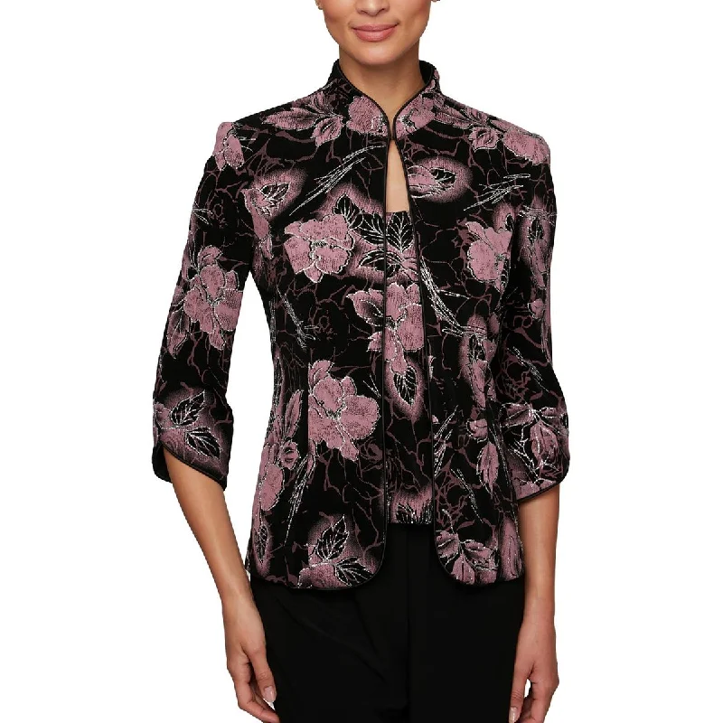 Alex Evenings Womens 2PC Glitter Open-Front Blazer Women's Stripe Blazer