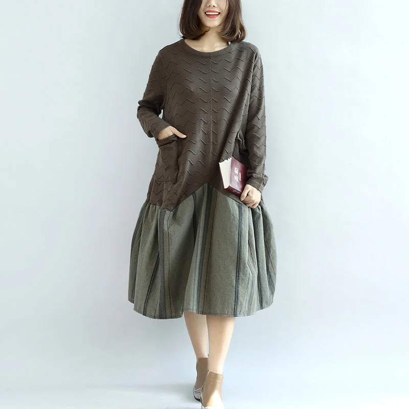 blossom Army green sweater dresses unique patchwork winter knit sweaters oversized pullover Peter Pan Collar blossom Army green sweater dresses unique patchwork winter knit sweaters oversized pullover Peter Pan Collar