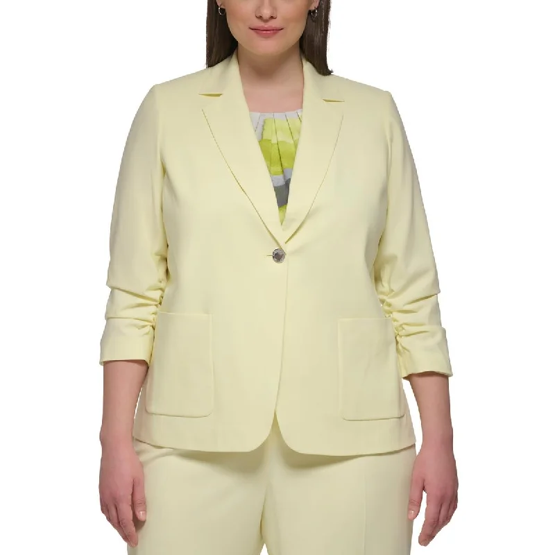 Calvin Klein Womens Plus Crepe One-Button Blazer Women's Short Blazer