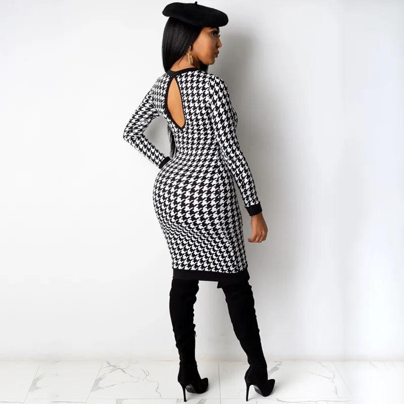 CLASSIC HOUNDSTOOTH PULLOVER DRESS - TIMELESS ELEGANCE IN EVERY THREAD Cap Sleeve Casual CLASSIC HOUNDSTOOTH PULLOVER DRESS - TIMELESS ELEGANCE IN EVERY THREAD Cap Sleeve Casual