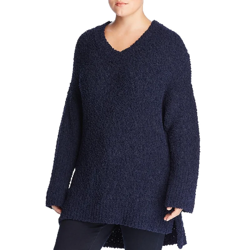 Cupio Women's Plus Size Chenille High-Low V-Neck Pullover Sweater Spaghetti Sleeve Top Cupio Women's Plus Size Chenille High-Low V-Neck Pullover Sweater Spaghetti Sleeve Top