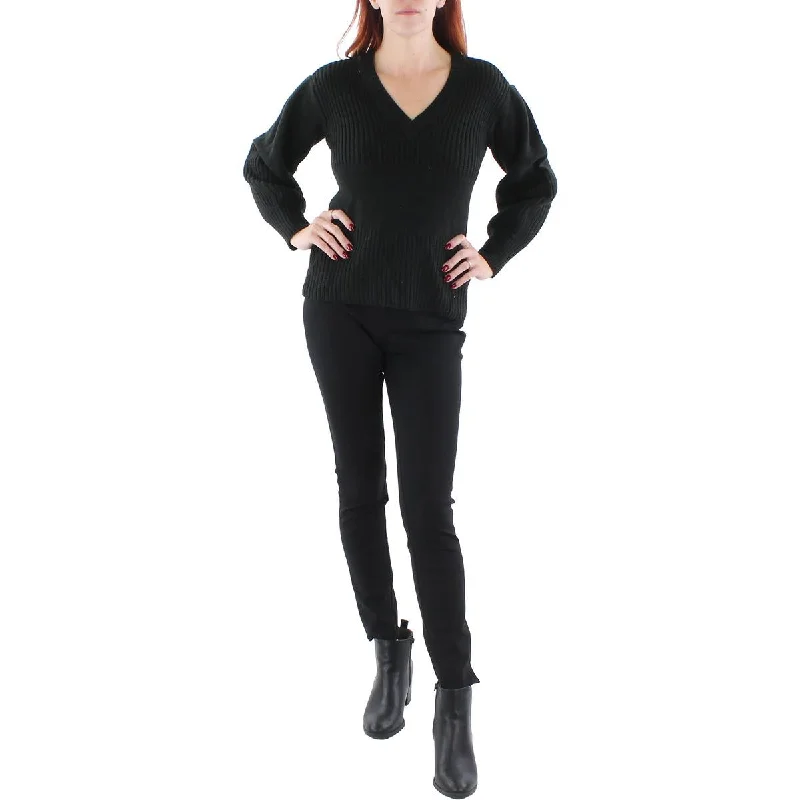 Jessica Simpson Womens Elmira V-Neck Shirt Pullover Sweater Tapered Sleeve Pullover