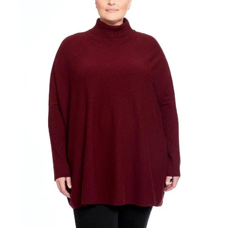 Joseph A. Womens Plus Ribbed Trim Turtleneck Pullover Sweater Wide Sleeve Pullover