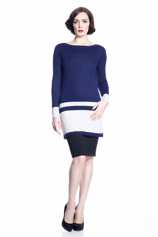 Loretta Reversible Dress/Pullover - Navy/Grey Honey Neck Pullover