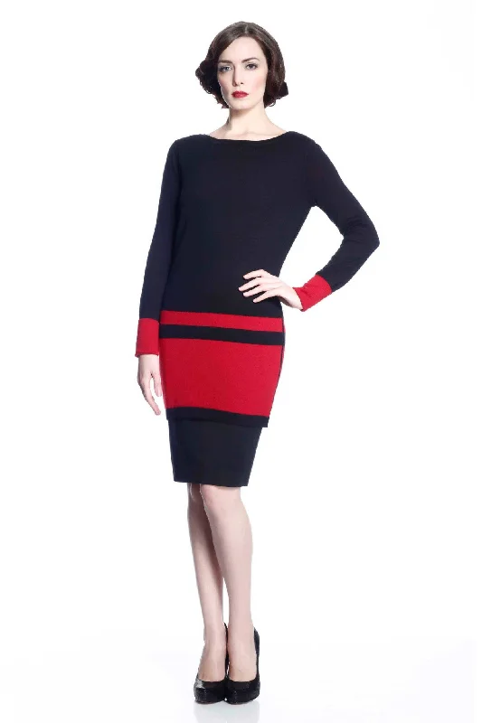 Loretta Long Sleeve Reversible Dress/Pullover - Red/Black High Neck Pullover