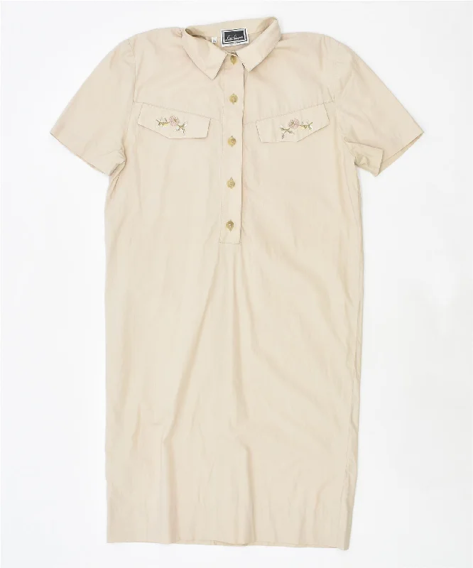 LUISA SPAGNOLI Womens Pullover Shirt Dress IT 44 Medium Beige Cotton Boxy Neck Sweater