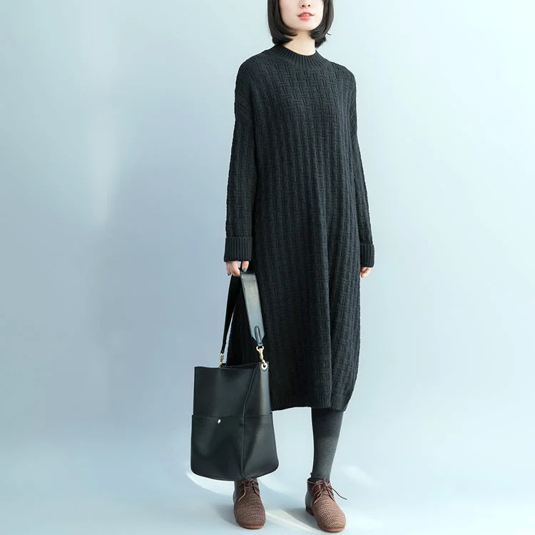 Pullover Sweater dresses Women O neck black oversized knitted dress Lapel Neck Sweater Pullover Sweater dresses Women O neck black oversized knitted dress Lapel Neck Sweater