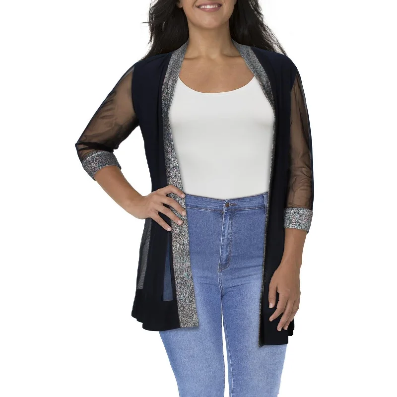 R&M Richards Womens Metallic  Duster Blazer Women's Radiation Jacket