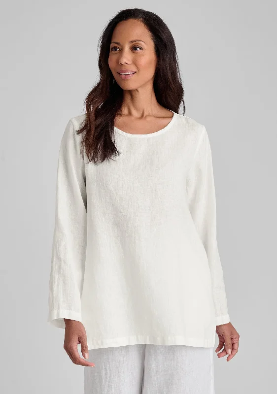 Split Tunic - Linen Pullover - FINAL SALE Scalloped Neck Pullover
