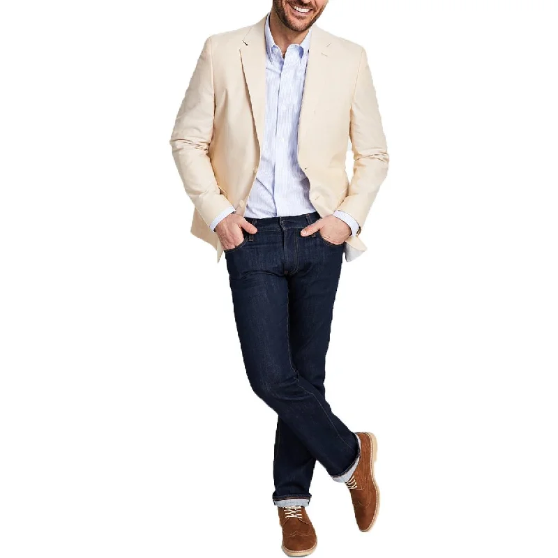 Tommy Hilfiger Mens Cotton Modern Fit Two-Button Blazer Women's Trendy Blazer