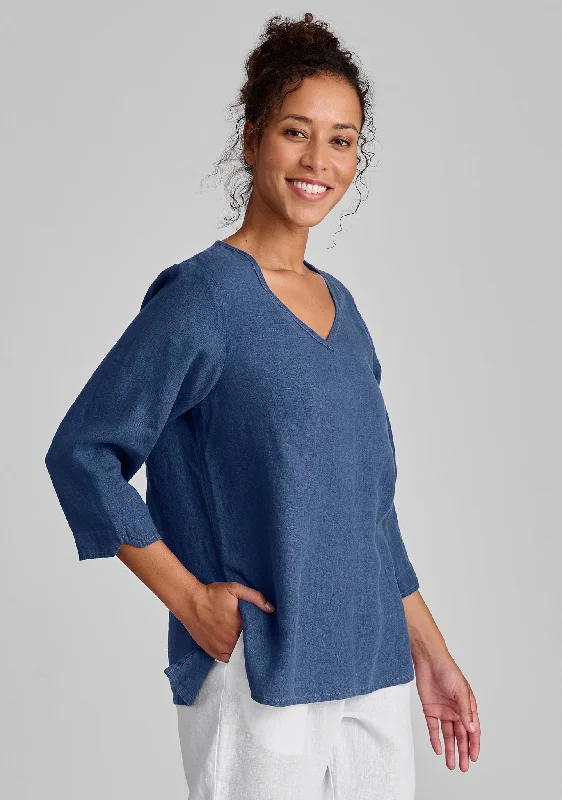 V Pullover - Linen Shirt Shawl Collar Sweater
