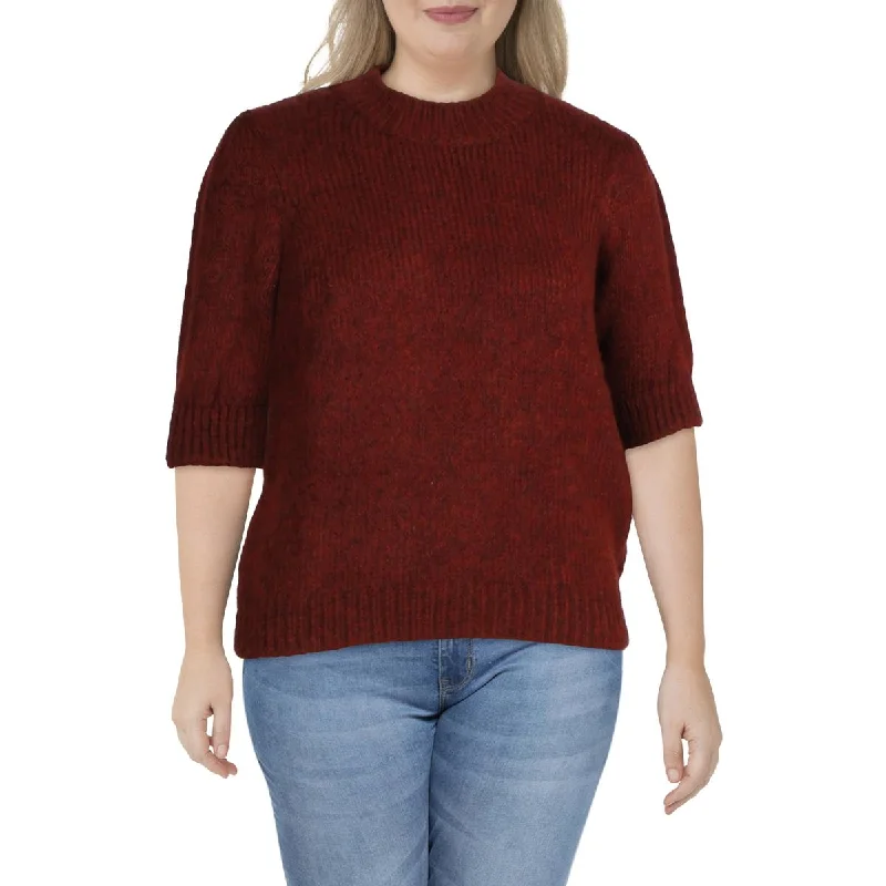 Vero Moda Women's Marled Knit High Neck Pullover Sweater with Puff Sleeves Tight Sleeve Top Vero Moda Women's Marled Knit High Neck Pullover Sweater with Puff Sleeves Tight Sleeve Top