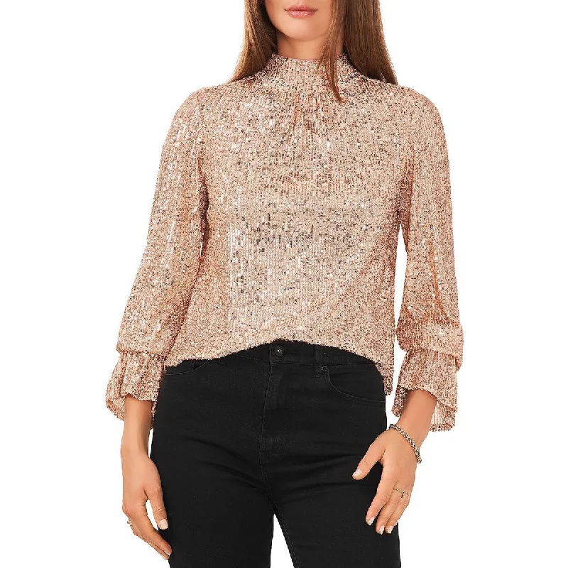 1.State Womens Mesh Sequined Pullover Top Kimono Neck Pullover