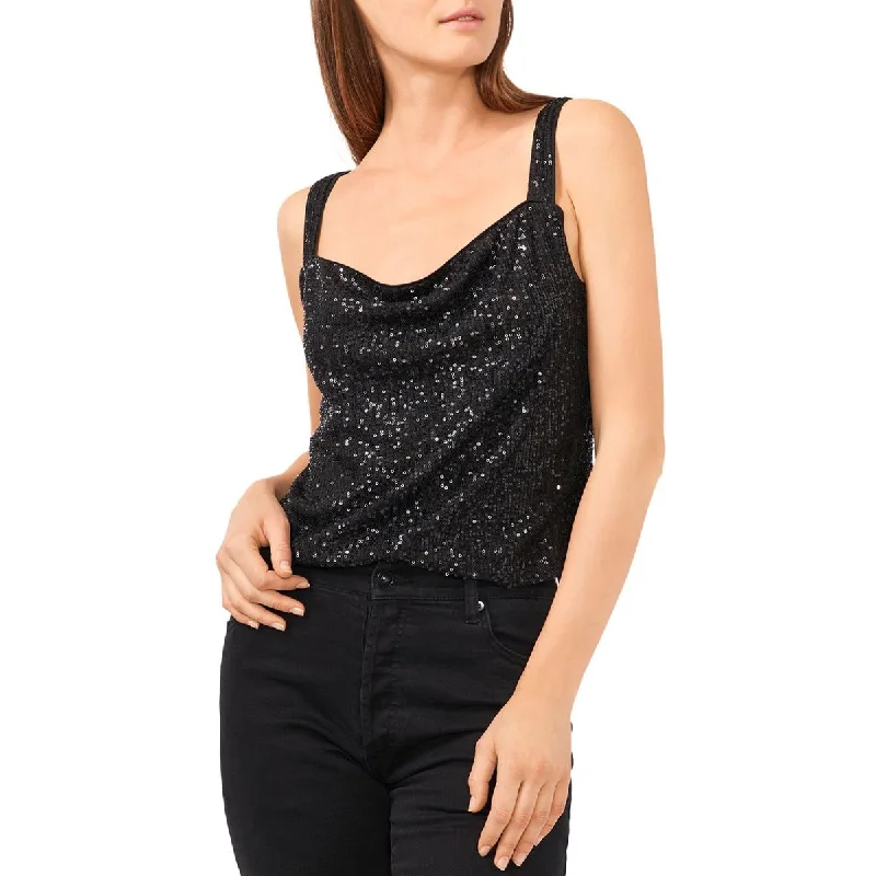 1.State Womens Sequin Cropped Tank Top baby blue tank