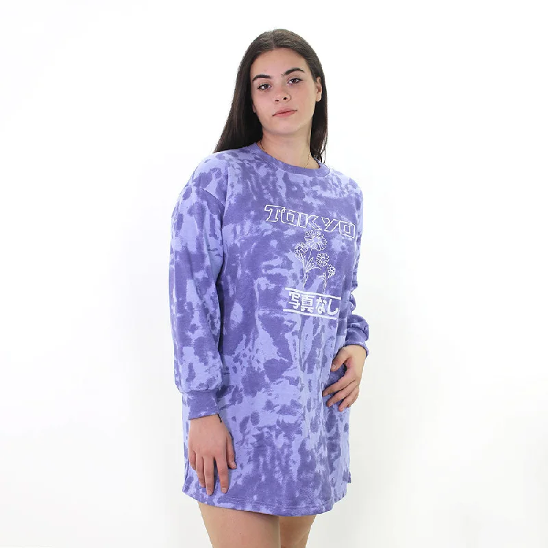 Women's Printed Oversize Sweatshirt Dress,Purple Hoodie with Slim Fit Tailored Modern Women's Printed Oversize Sweatshirt Dress,Purple Hoodie with Slim Fit Tailored Modern