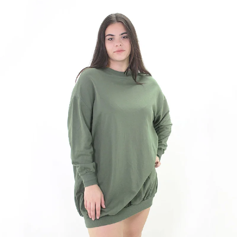 Women's Solid Oversize Sweatshirt Dress,Olive Hoodie with Oversized Fit Loose Comfortable Women's Solid Oversize Sweatshirt Dress,Olive Hoodie with Oversized Fit Loose Comfortable
