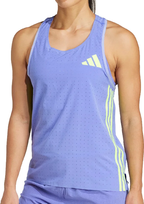 adidas Adizero Promo Womens Running Vest Tank Top - Blue flexible tank top