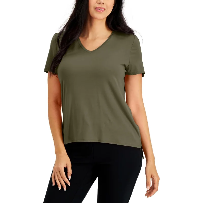 Alfani Womens Hi-Low V-Neck Pullover Top Crew Neck Wool