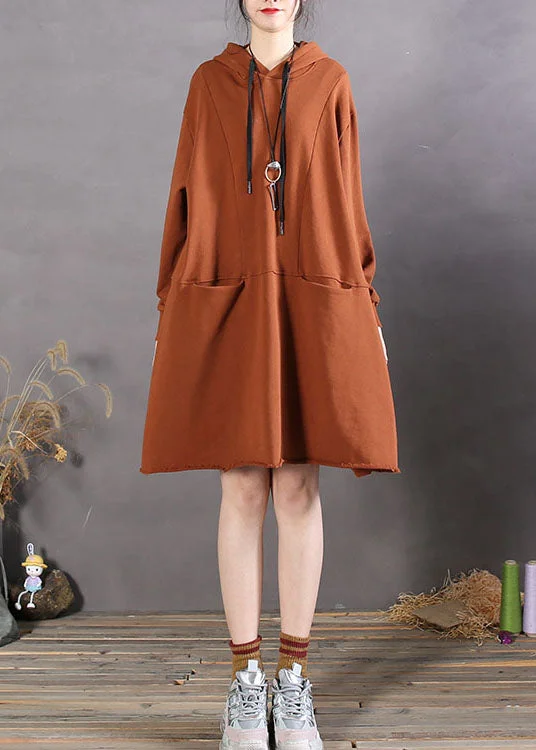 Art Caramel Asymmetrical Pockets Cotton Sweatshirts dress Spring Hoodie with Snap Buttons Easy Quick Art Caramel Asymmetrical Pockets Cotton Sweatshirts dress Spring Hoodie with Snap Buttons Easy Quick