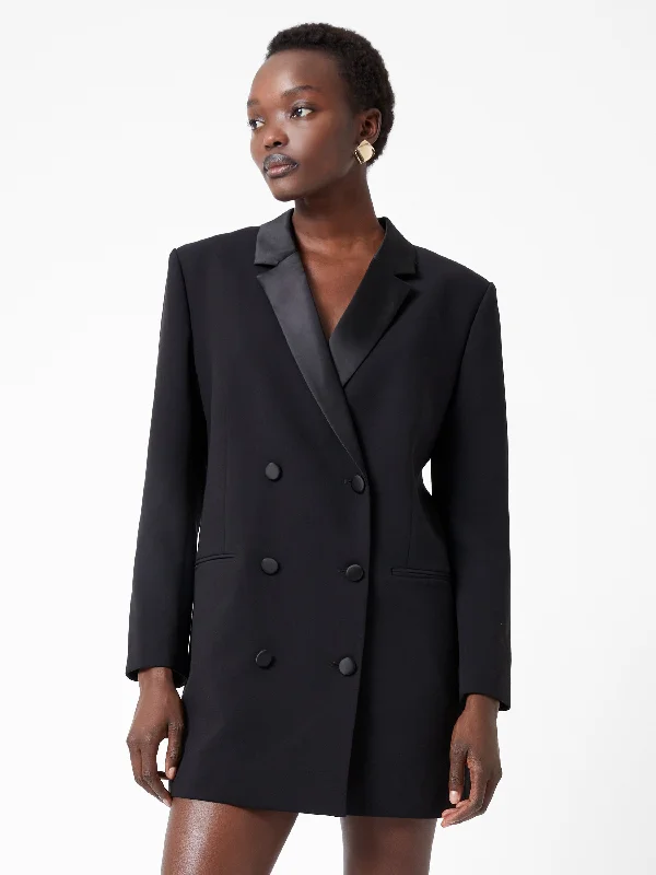 Azra Carey Satin Collar Mini Blazer Dress Women's Handmade Blazer