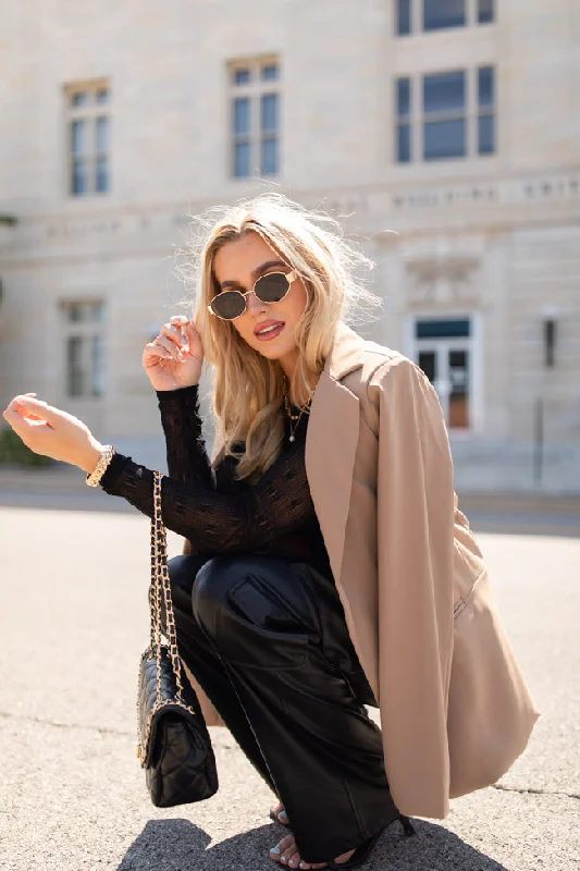 Back In Business Camel Long Blazer FINAL SALE Women's Premium Blazer