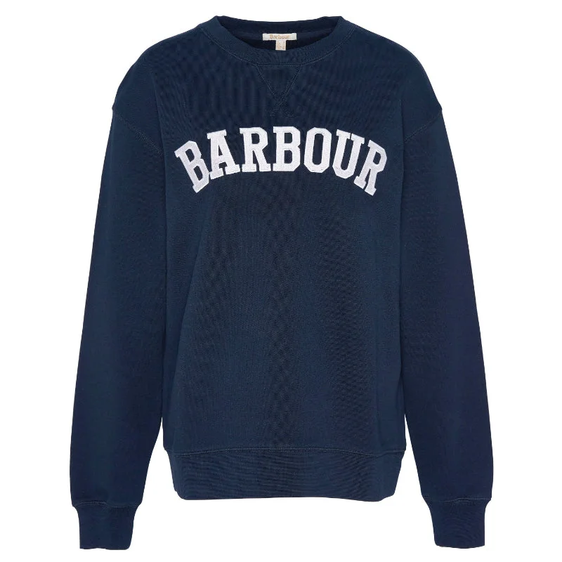 Barbour Northumberland Ladies Crew Neck Sweatshirt - Navy/Cloud Hoodie with Toggle Buttons Decorative Unique Barbour Northumberland Ladies Crew Neck Sweatshirt - Navy/Cloud Hoodie with Toggle Buttons Decorative Unique