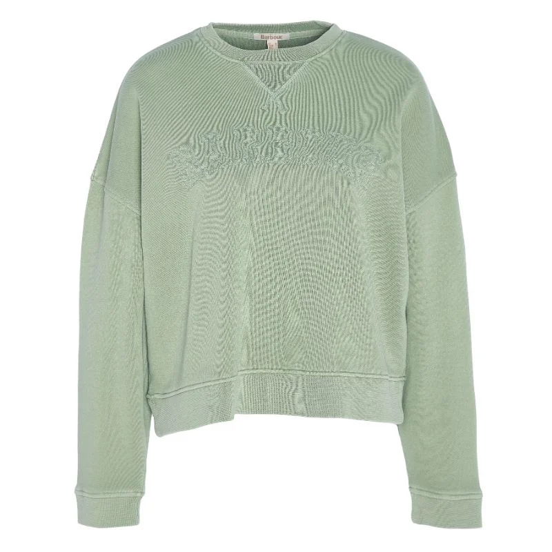 Barbour Sandgate Ladies Sweatshirt - Nephrite Green Wash Hoodie with Distressed Vintage Worn Barbour Sandgate Ladies Sweatshirt - Nephrite Green Wash Hoodie with Distressed Vintage Worn