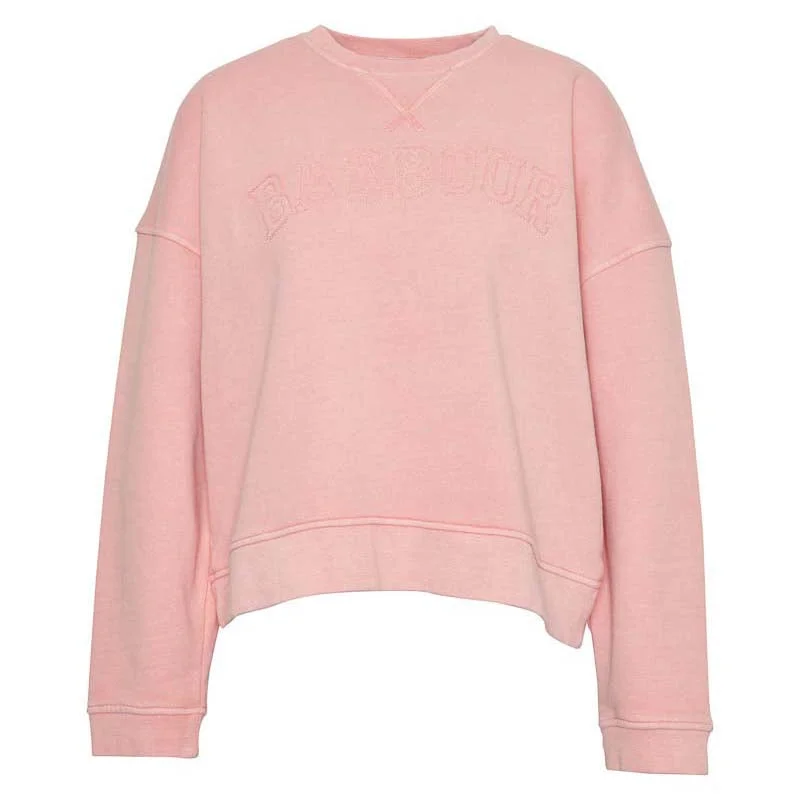 Barbour Sandgate Ladies Sweatshirt - Shell Pink Wash Hoodie with Rhinestones Sparkly Elegant
