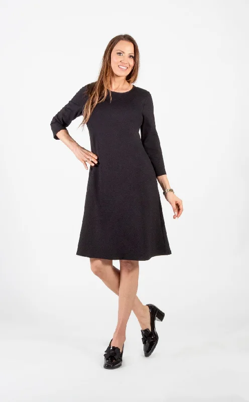 Black Knee Length Scoop Neck Dress