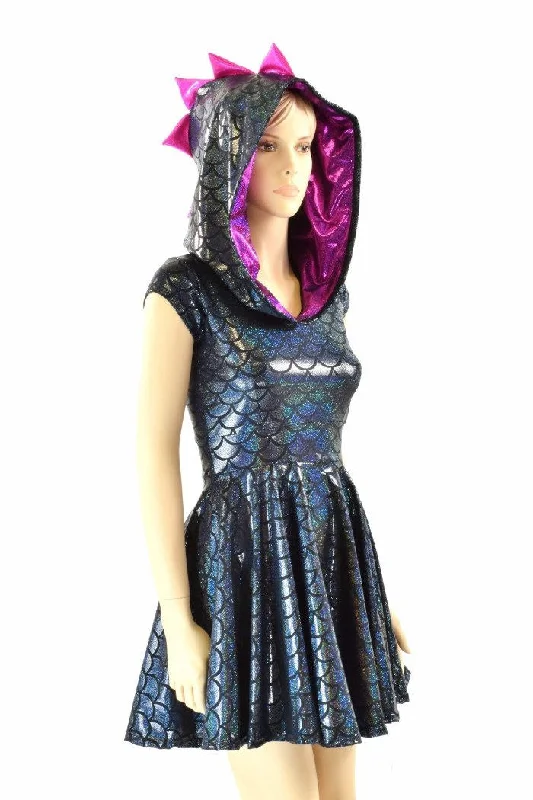 Black & Pink Dragon Skater Dress