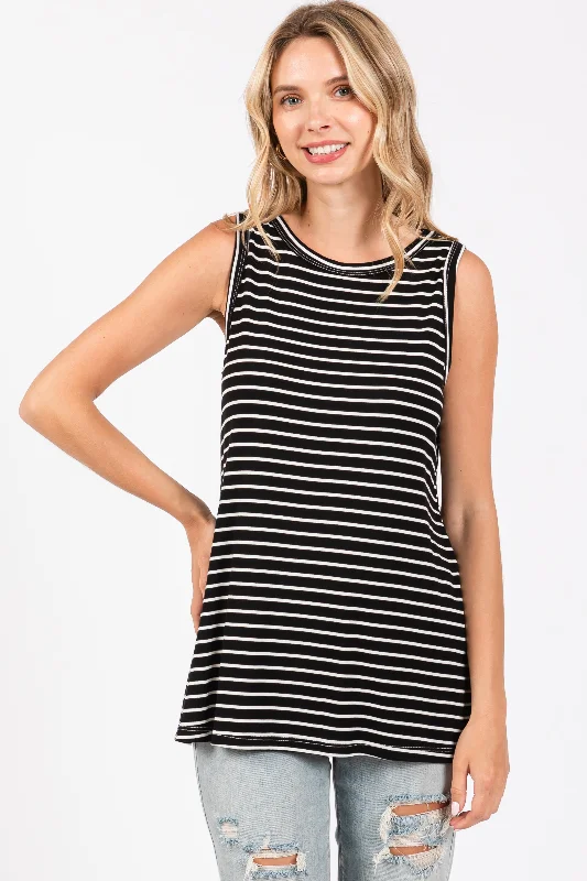 Black Striped Tank Top seamless tank top