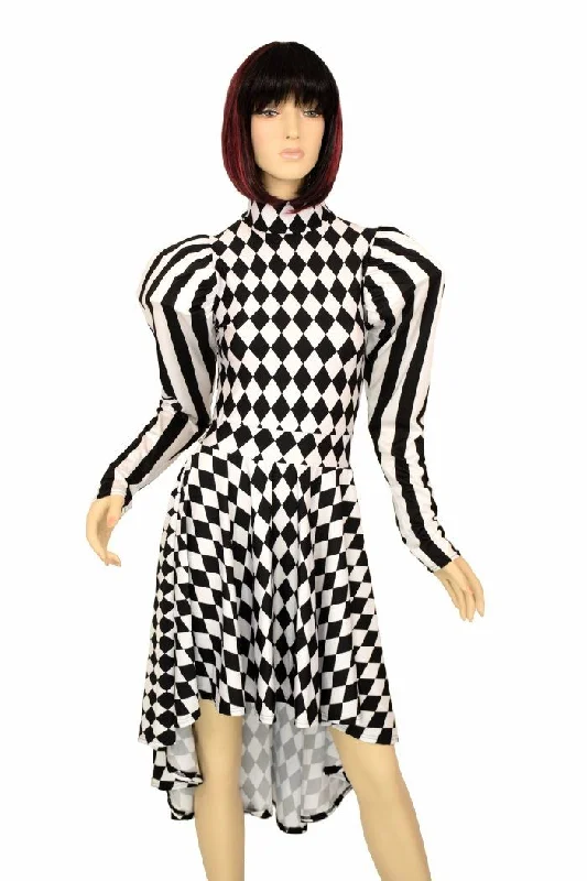 Puffed "Victoria" Sleeve Hi Lo Skater Dress
