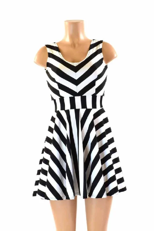 Black & White Striped Skater Dress