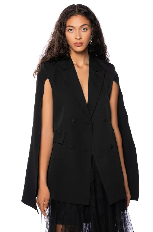 BLAZER CAPE IN BLACK Women's Elegant Suit