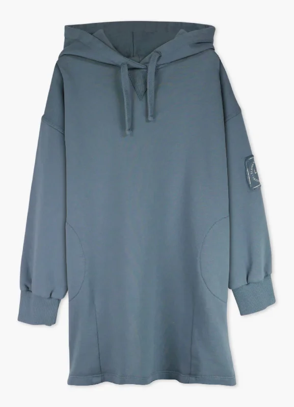 Blue Stone Sweatshirt Dress By Lmn3 Hoodie with Relaxed Fit Easy Casual