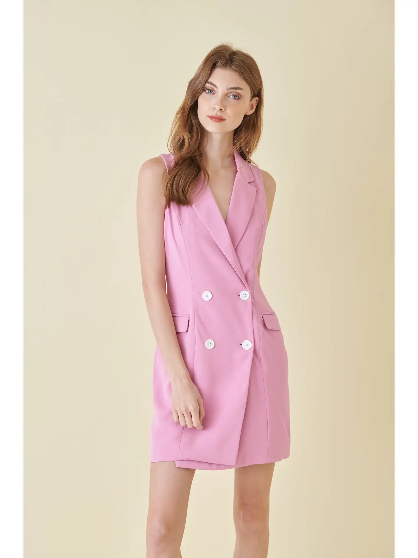 Bold Sleeveless Blazer Mini Dress Women's Patchwork Suit