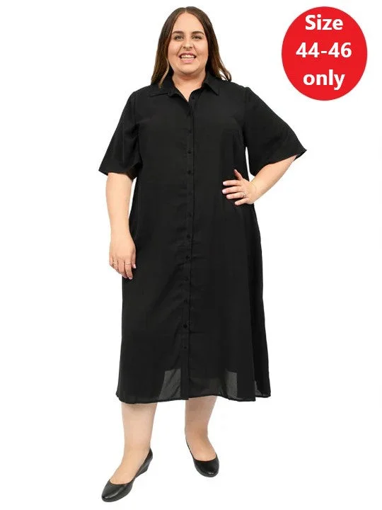 Bridge Way Shirt Dress - Black (Open Jacket)** Zip Front Button Front Snap Front