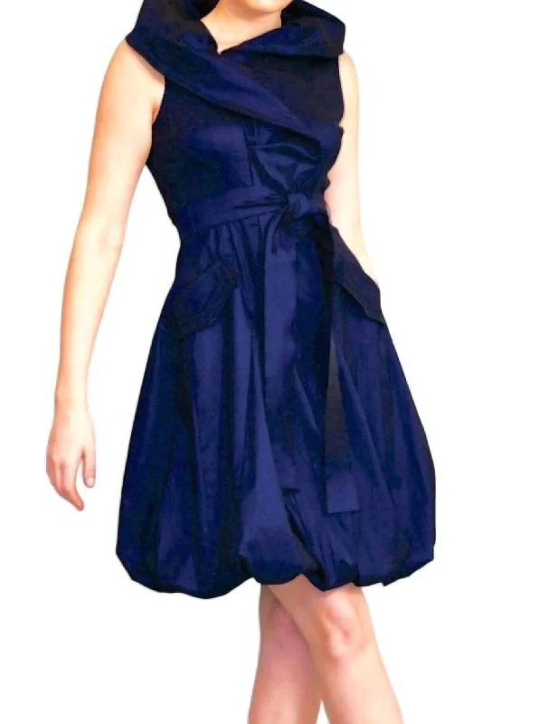 Bubble Dress W/ Jacket Set In Midnight Notch Collar Jacket Peter Pan Collar Jacket Cowl Neck Jacket Bubble Dress W/ Jacket Set In Midnight Notch Collar Jacket Peter Pan Collar Jacket Cowl Neck Jacket