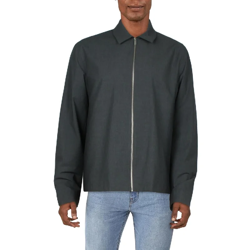 Calvin Klein Mens Collar  Shirt Jacket Front Pockets Side Pockets Patch Pockets