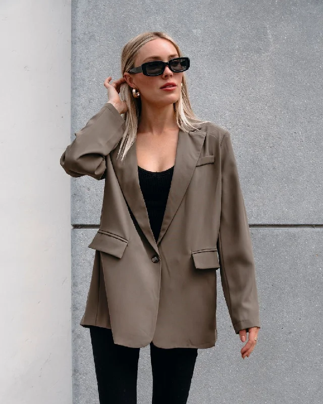 Carolina Single-Breasted Blazer - Olive Women's Trendy Jacket