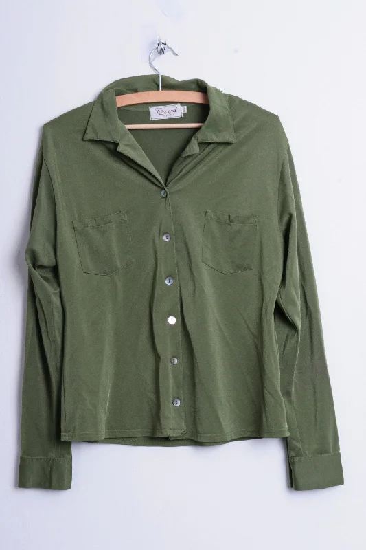 Casual Wear Adelsten Womens 42/44 M/L Nylon Blouse Blazer Green Slippery By The Touch Women's Leather Blazer