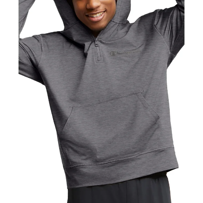 Champion Mens Marled Polyester 3/4 Zip Pullover Chunky Knit Pullover